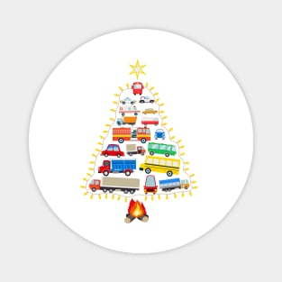 Firefighter Fire Truck Christmas Tree Xmas Tshirt Magnet